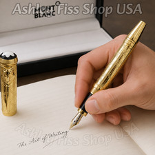 MONTBLANC Gold Engraved Fountain Pen Writing Instrument Collector Gift Set picture