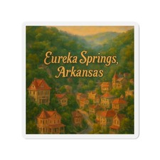 Die-Cut Fridge Magnet Eureka Springs Arkansas Hillside Art picture