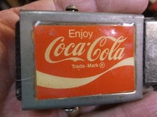 NEAT OLDER VTG COCA-COLA COKE BELT BUCKLE & BLACK WOVEN BELT, SLIDE LOCK BUCKLE picture