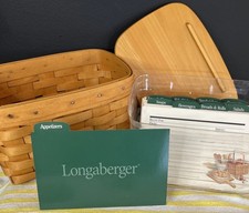 Vintage 2000 Longaberger Recipe Box Basket Original Cards Wood Lid & Liner picture