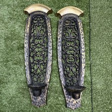 Pair of Vintage Sexton mid-century cast metal wall candle sconces. 1968 USA picture
