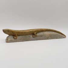 Artisan Hand Carved Lizard Soapstone Sculpture Paperweight picture