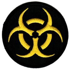 BIOHAZARD SYMBOL PATCH BLACK WARNING LOGO ZOMBIE APOCALYPSE embroidered iron-on picture