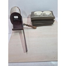 Antique Wooden Stereoscope Viewer with Keystone View Co WWI Stereoview 43 Cards picture
