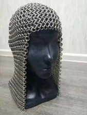 Large Medieval Coif Helmet Handmade Anodized Aluminum Chainmail Hood handmade picture