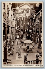 c1930's Lobby Many Glacier Hotel Glacier National Park MT RPPC Photo Postcard picture