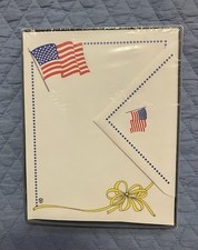 New-Vintage American Flag Stationery Set Pratt & Austin USA Old Glory 20 Sheets picture
