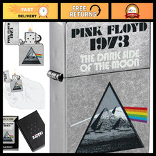 Vintage 1973 Pink Floyd Design Chrome Pocket Lighter - Made in USA, Collectible picture