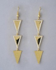 Long Arrow Wire Earrings in 14K Yellow Gold Over with Pave Diamond For Women's picture