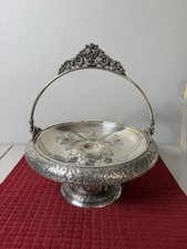 1881-1893 Victorian Hartford Quad CE Silverplated Footed Bridal Basket Floral picture