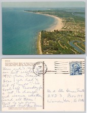 Vtg 1969 Siesta Key Sarasota Florida Aerial View Crescent Beach Postcard picture