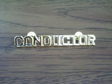 Conductor Hat Pin Train Letters Gold Badge Railroad Clutch Back Brakeman Name picture