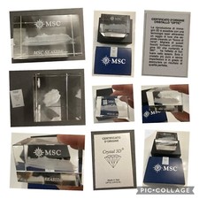 MSC SEASIDE CRUISE SHIP OPTIC CRYSTAL 3D CUBE w/BOXES MADE IN ITALY picture