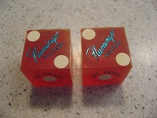 Flamingo Hilton Casino Las Vegas Pair of Red Dice w/Blue Lettering Matching #'s picture