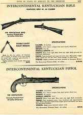 1965 Print Ad of Intercontinental Kentuckian Flintlock .44 Pistol & Rifle picture
