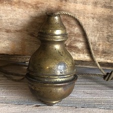 Brass Plumb Bob Removable Bottom Ornate Hollow Original String 3 Ounce picture