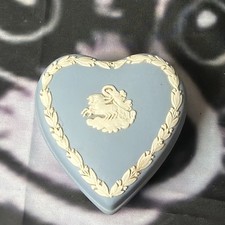 Vintage 1970s Wedgwood Blue Jasperware Heart Trinket Box- ULYSSES CHARIOT MOTIF picture