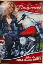Budweiser Sturgis Harley Davidson Biker Girl Beer Poster picture