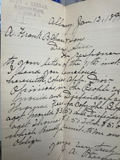 1899 John Heenan 8 Trinity PL  Albany NY  Embossed Handwritten Letter picture