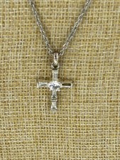 Silver Tone CZ Rhinestone Christian Cross 1