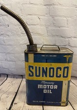 Vintage Sunco Mercury Motor Oil Can 2 Gallon Philadelpia PA USA Flex Spout picture