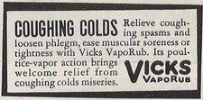 Vicks VapoRub Vintage Print Ad 1942 Relieve Coughing Spasms Original u picture