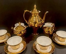 Vintage Hartwig & Ludwig Porcelain Tea Set Gold Gilt 17 Pieces Fine Germany picture