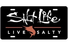 Salt Life License Plate - Live Salty - Black White & Pink picture