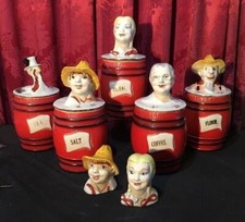 VINTAGE ANTIQUE REGAL CHINA COOKIE JAR CANISTER SET picture