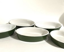 VINTAGE HALL #550 GREEN OVAL RESTAURANT WARE INDIVIDUAL CASSEROLE DISHES 8 OZ picture