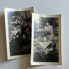 Antique Snapshot Photograph Beautiful Woman Flapper With Amazing Flowers picture