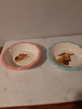 Pioneer Woman Sweet Romance Mini Pie Pans 2Pk Gingham Blue Pink Ceramic 4.75