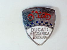 Vintage Ducati Meccanica Bologna Italy Motorcycle Racing Enamel Pin Badge picture