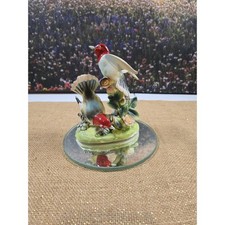 Vintage Ceramic Bird Figurine on Mirror Base picture