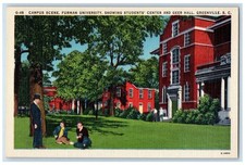 c1940 Campus Scene Furman University Students' Center & Geer Hall SC Postcard picture