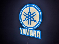 Yamaha LED Lightbox Sign - Motorcycle Garage Wall Art Decor - Blue/White - NEW picture