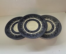 VTG Churchill BLUE WILLOW 5.5 in Tea Saucers Plates - Made in England Set Of 8 picture