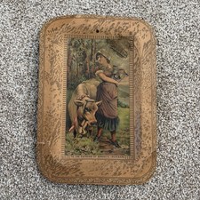 Antique 1884 Granite Ironware Advertising Cardboard Tray Rare Souvenir Rustic picture