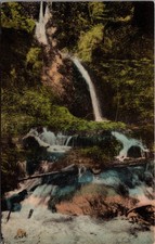 Upper Falls Pfeiffer Creek Big Sur CA Handcolored Albertype Postcard picture