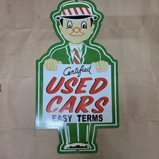 USEDCARS PORCELAIN ENAMEL SIGN 16 X 30 INCHES picture