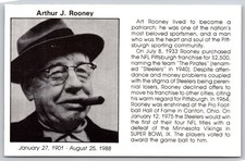 Arthur J Rooney Pittsburgh Steelers Founder Football Hall of Fame Postcard PC073 picture
