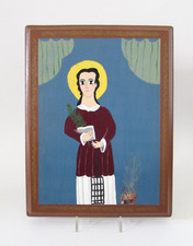 Lorenzo R Trujillo Chupadero New Mexico Folk Art Retablo San Lorenzo picture