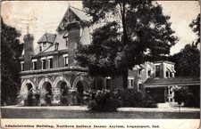 1910 Administration Building Northern Indiana Insane Asylum Logansport Postcard picture