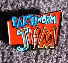 Earthworm Jim Enamel Pin Sega Genesis 90s Cartoon Video Game Retro Hat Lapel Bag picture