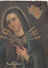 1880’s Oil on Tin , Retablo, of Mater Dolorosa, Mother Mary of de los Dolores picture