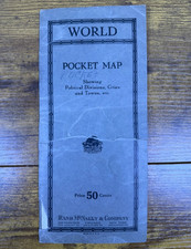 World Pocket Map Showing Political Divisions Cities & Towns Rand McNally ~20x26  picture