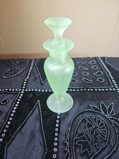 Vintage green depression glass Vanity frosted swirl perfume bottle and stopper picture