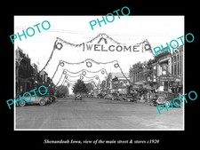 Shenandoah Iowa View Of The Main St & Stores c1920 Old Large Historic Photo picture