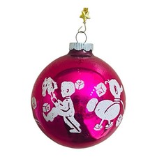 Large Pink Vintage Shiny Brite Stencil Nursery Rhyme Glass Ornament picture