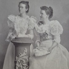 Antique Cabinet Card Young Women Cora Alford Jessie Chidsey Hartford CT 1890s picture